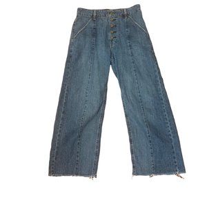 BDG Urban Outfitters Womens Size 28 Button Fly Full Leg Raw Hem Blue Denim